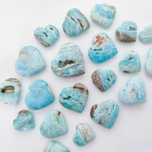 Blue Aragonite Heart Crystal Carving