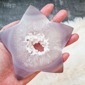 Large Druzy Agate Star Crystal Carving