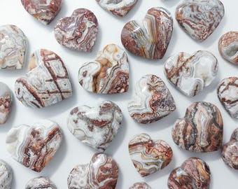 Mexican Lace Agate Heart Crystal Carving Creativity Crystals