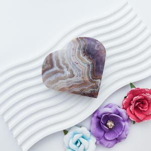 Amethyst Lace Agate Heart Crystal Carving Healing Crystals