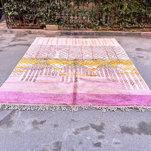 Elegant Marokkaans tapijt, modern Marokkaans tapijt, berber Marokkaans tapijt, handgemaakt modern tapijt, rapis berber, berber teppiche, alfombras afbeelding 6