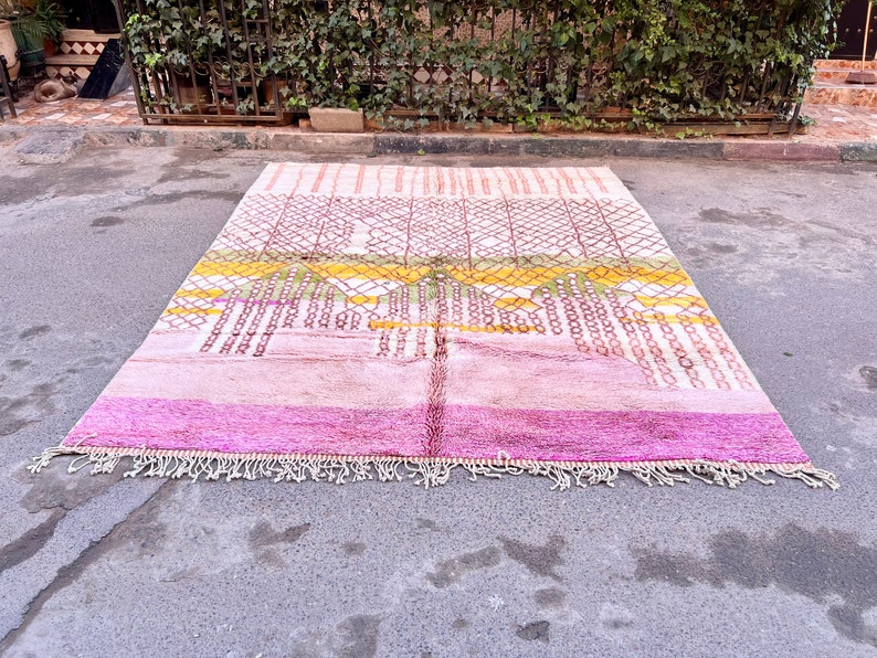 Elegant Marokkaans tapijt, modern Marokkaans tapijt, berber Marokkaans tapijt, handgemaakt modern tapijt, rapis berber, berber teppiche, alfombras afbeelding 6