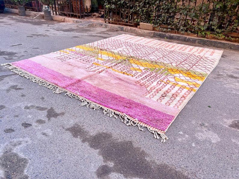 Elegant Marokkaans tapijt, modern Marokkaans tapijt, berber Marokkaans tapijt, handgemaakt modern tapijt, rapis berber, berber teppiche, alfombras afbeelding 7