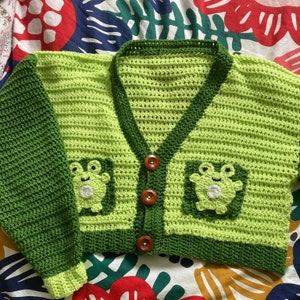 PATTERN Crochet Froggy Pocket Cardigan