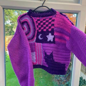 PATTERN Crochet Cat Patchwork Jumper