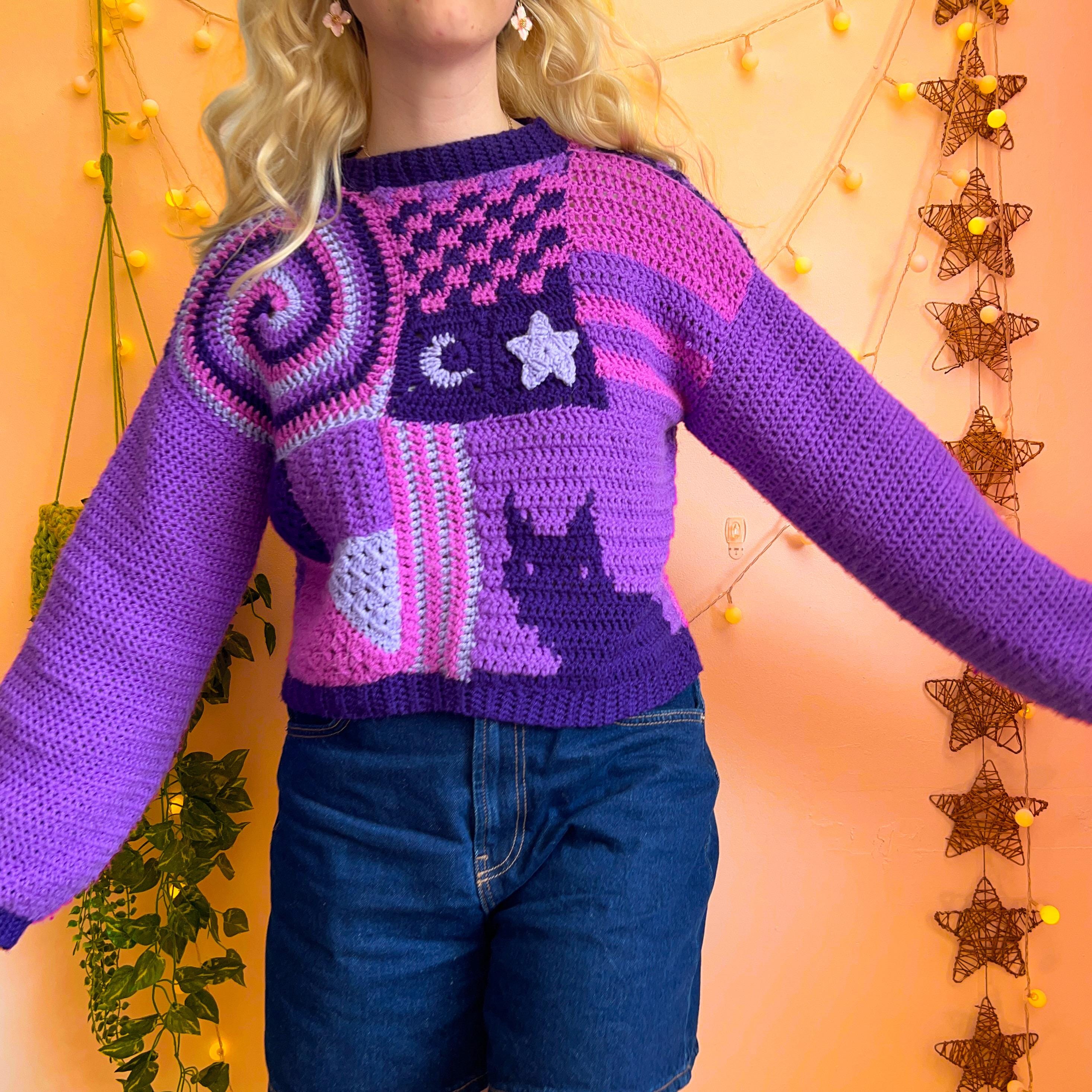 Cat Patchwork Sweater Crochet Pattern