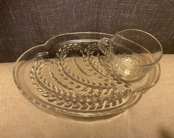 Vtg 1960’s Federal Glass Wheat Pattern Snack/Luncheon Plate & Cup Set