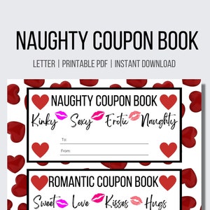 Printable Naughty Coupon Book for Valentines Day Anniversary Gift for Husband Wife Girlfriend ...