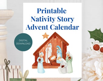 Advent Calendar Nativity Story Printable Instant Download Jesus Is King Quote Reusable Advent Calendar Christmas Countdown Jesu Bulk Gift