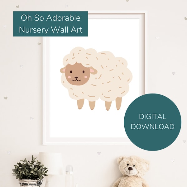 Sheep Nursery Wall Art Instant Download Boho Nursery Wall Art Nursery Baby Animal Wall Neutral Animal Nursery Wall Art Digital Baby Shower