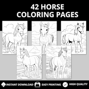 42 Horse Coloring Pages Animal Coloring Book Easy Coloring Pages for Kids Wild Horse Coloring Page Pony Coloring Page Cowgirl Coloring Sheet