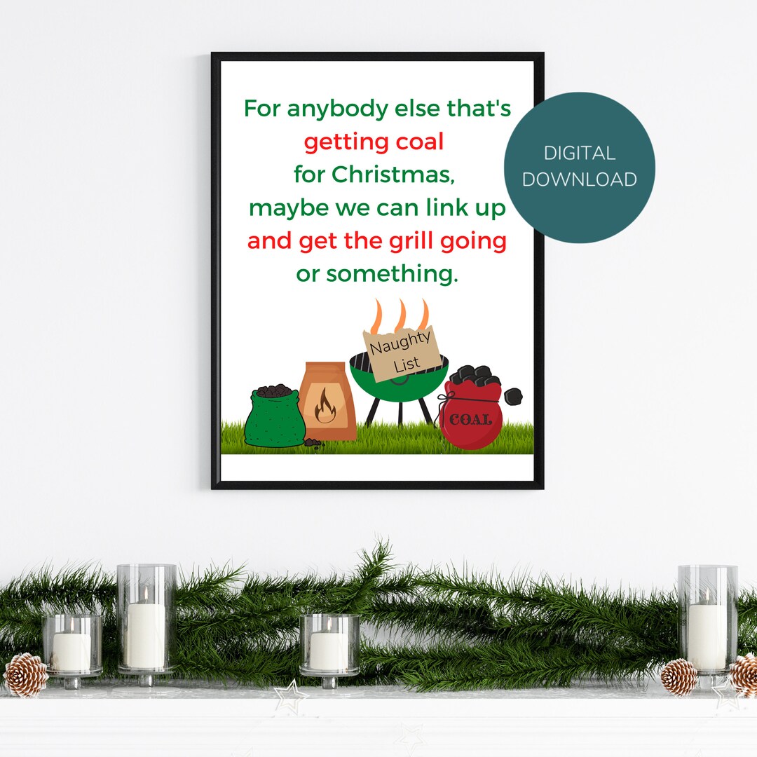 Funny Christmas Wall Art Instant Download Funny Christmas Decor Coal
