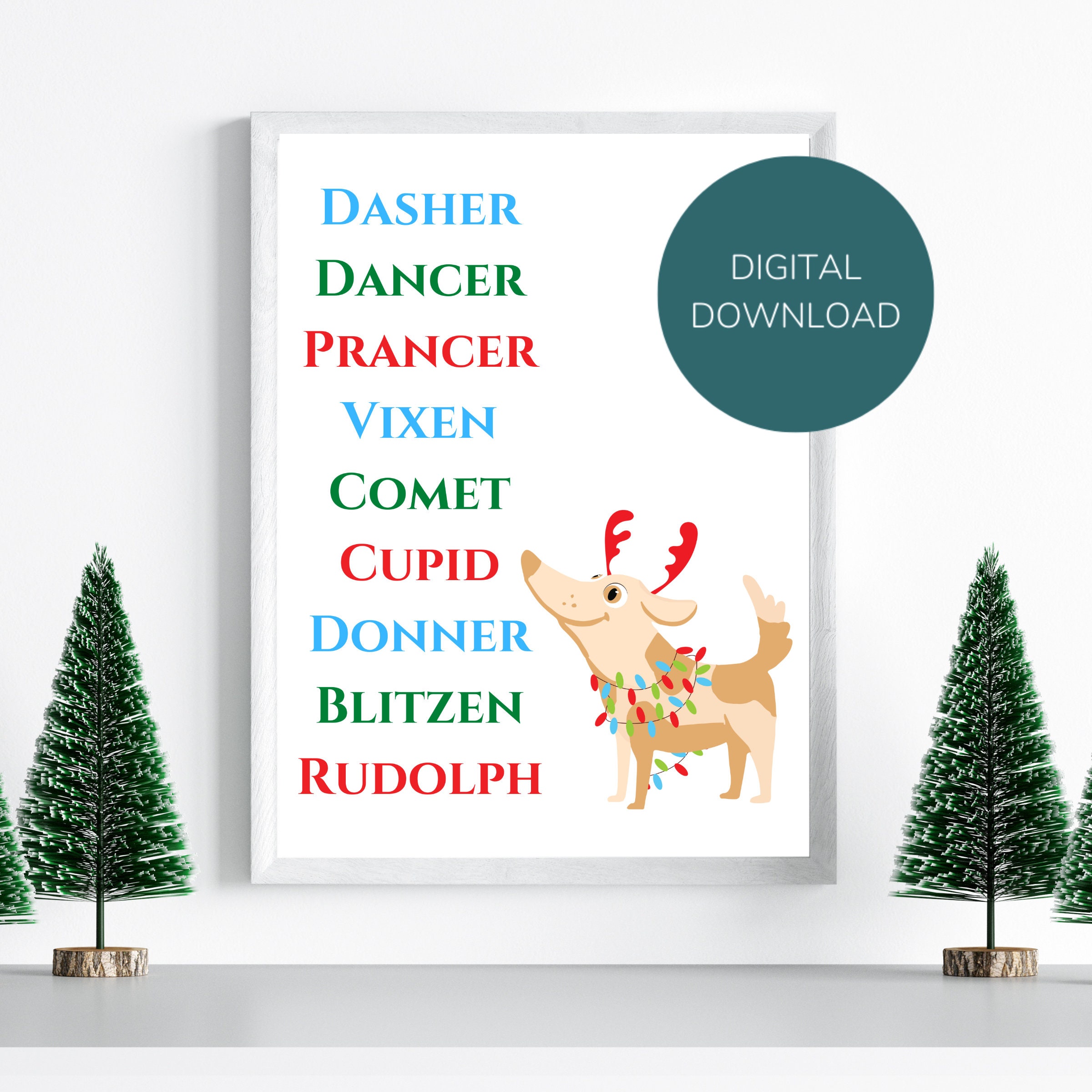 Reindeer Wall Art Instant Download Rudolph the Red Nosed Reindeer