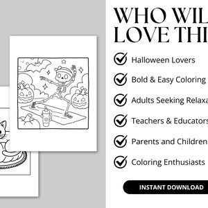 This set of 38 Spooky Cute Halloween Coloring Pages is a printable collection designed for kids and adults who love festive seasonal fun. The coloring pages feature charming Halloween illustrations, including smiling ghosts, playful skeletons, cute black cats, cozy pumpkins, and other spooky-yet-cute designs. Each page is created with bold, easy-to-color outlines, making it perfect for younger children as well as adults who enjoy relaxing, stress-free coloring activities.