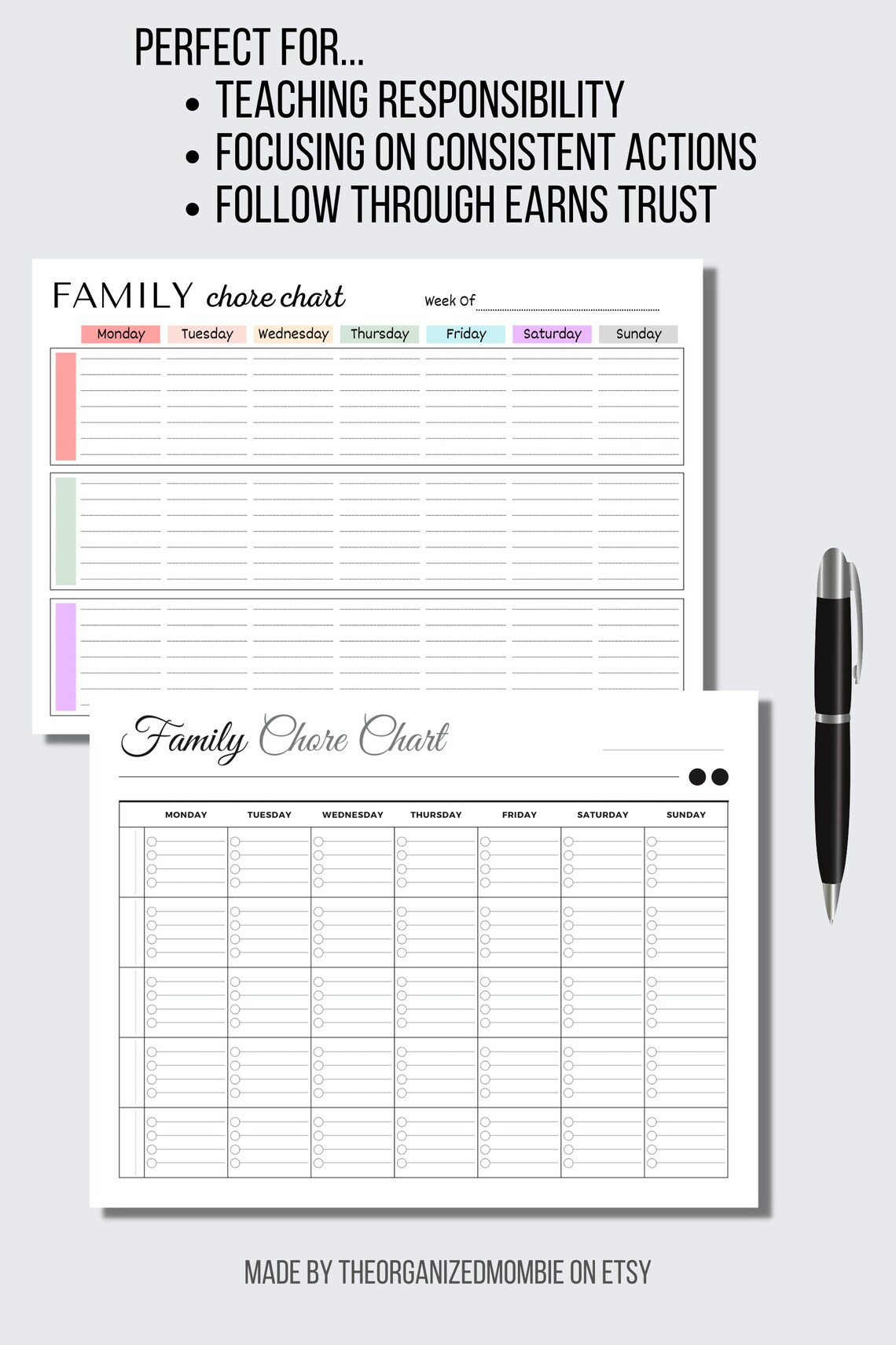 Editable Family Planner Printable Weekly Family Schedule Family Calendar Command Center ...