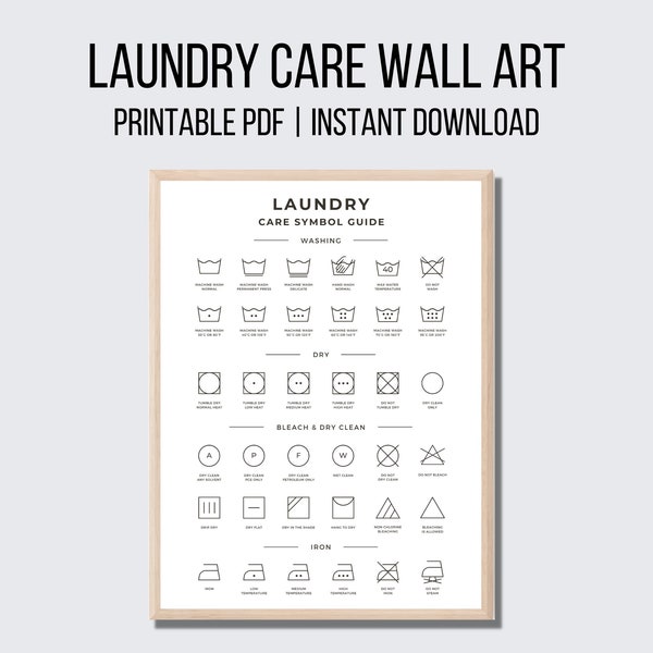 Laundry Symbols Guide Laundry Care Printable Art Laundry Room 2 Print Set Stain Removal Laundry Wall Decor Laundry Room Art Farmhouse Chic