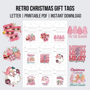 Retro Holiday Gift Tags Christmas Favor Tags Gift Tag Printable Christmas Name Tags Christmas Tree Tag Christmas Printables Merry Christmas