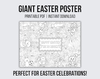 Riesen Osterposter für Kinder Hase Farbe Ei Blatt Party Dekoration Sonntag Schule Klassenzimmer Aktivität Frühling Handwerk Tischläufer für Event Dekor