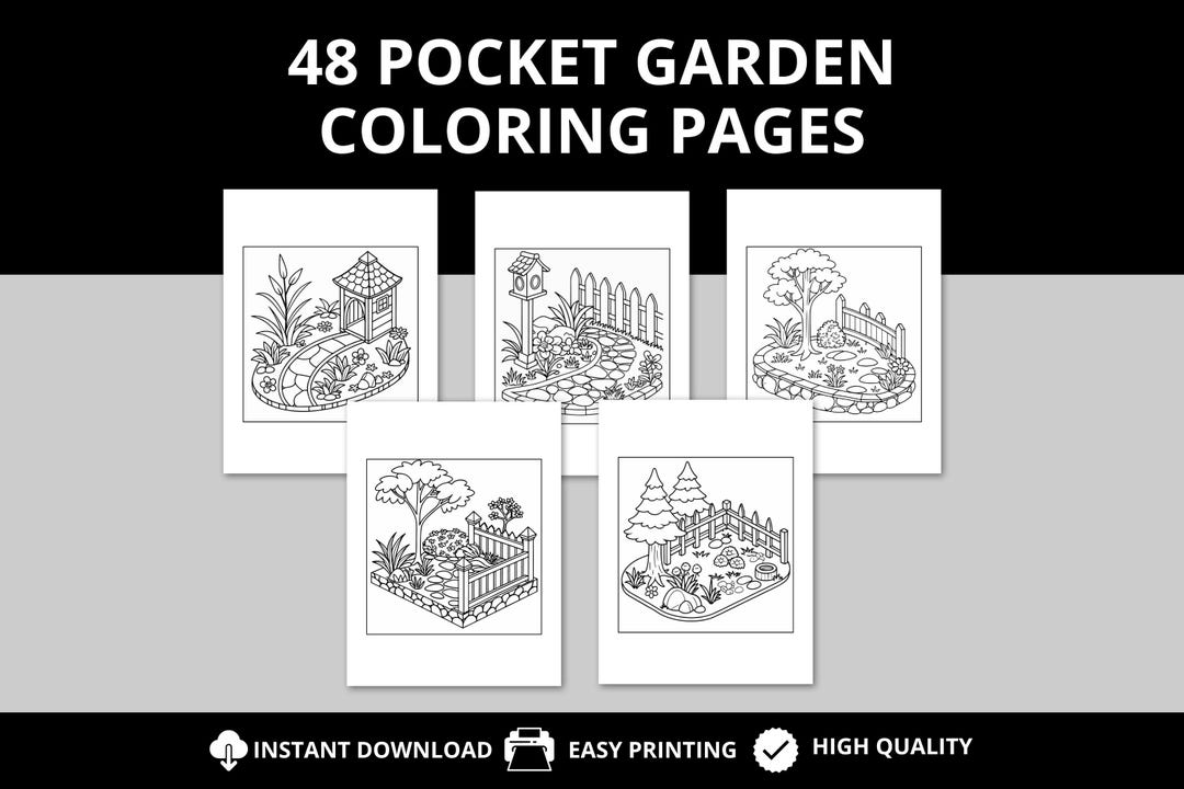 Cozy Garden Coloring Pages Instant Download Bold and Easy Coloring Book ...