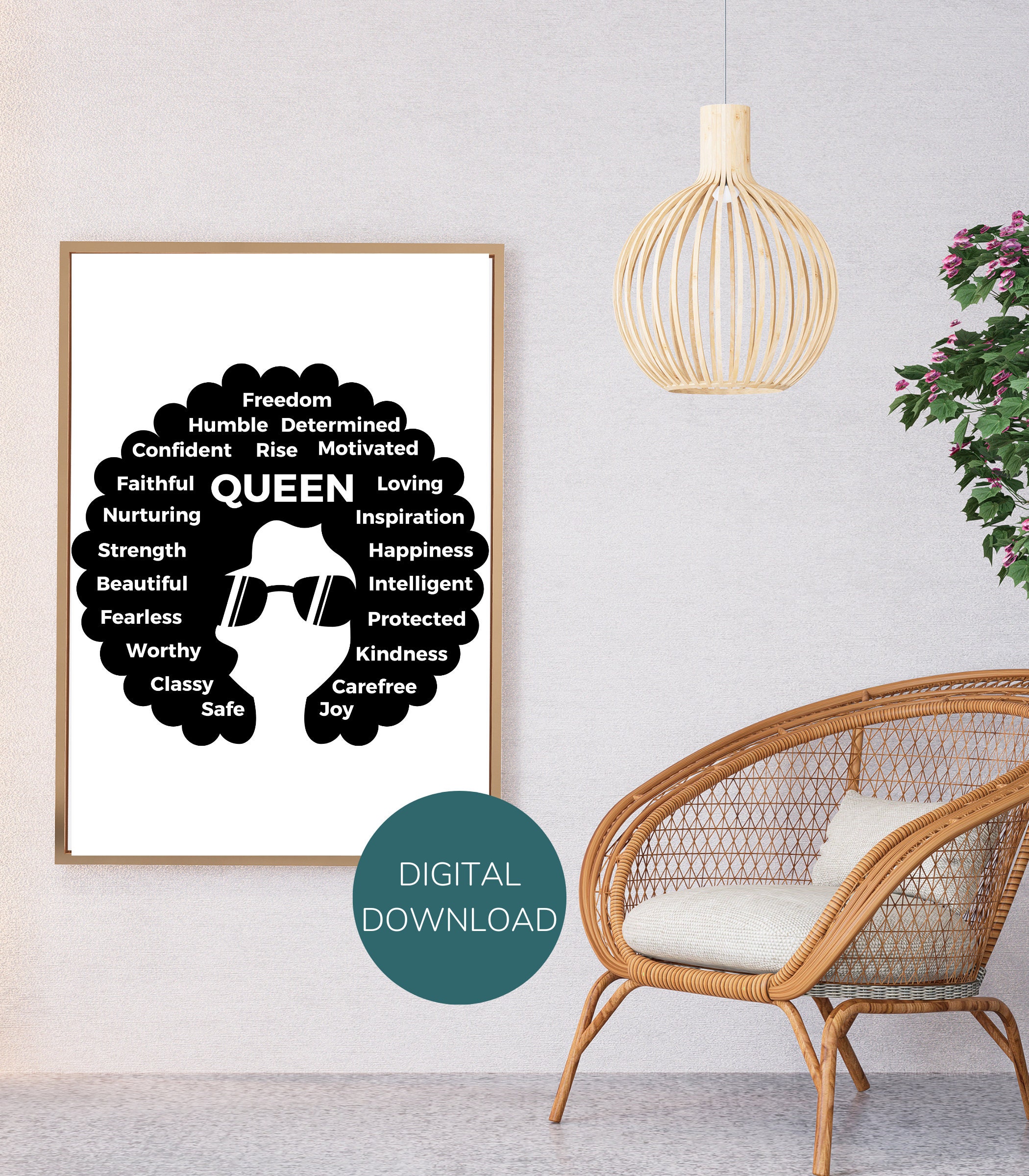 Afro Printable Wall Art Instant Download Afro Woman Art Black White ...
