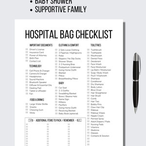 Hospital Bag Checklist Printable Hospital Bag List Instant Download New Baby Hospital Bag For Mom Baby Shower Gift Labor And Delivery List image 6