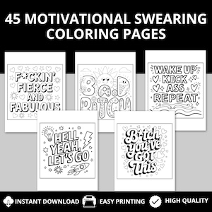 45 páginas para colorear de palabrotas. Descarga instantánea. Páginas para colorear para adultos. Libro para colorear de palabrotas. Regalo de palabrotas. Página para colorear de palabrotas motivacional.