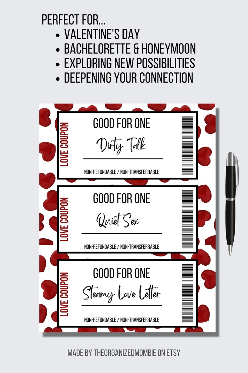 Printable Naughty Coupon Book for Valentines Day Anniversary Gift for ...