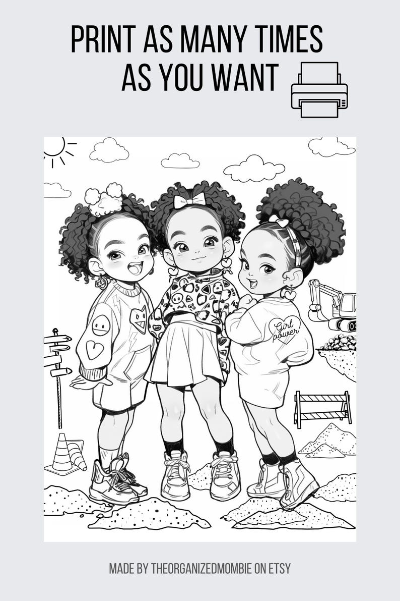 Digital Black Girl Magic Book Printable Coloring Pages African American Representation Collection Educational Activity Resource Cultural Learning Tool Kids Activity Pages Diverse Character Illustrations Instant Download PDF Beautiful