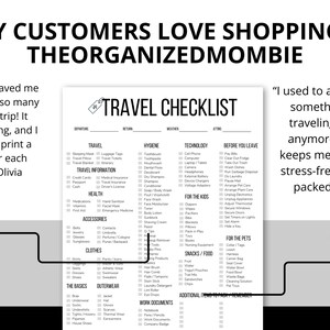 A printable travel checklist designed to keep your packing organized for vacations, business trips, road trips, and family travel. Includes sections for clothing, toiletries, travel documents, and pre-trip tasks. A must-have for travelers.