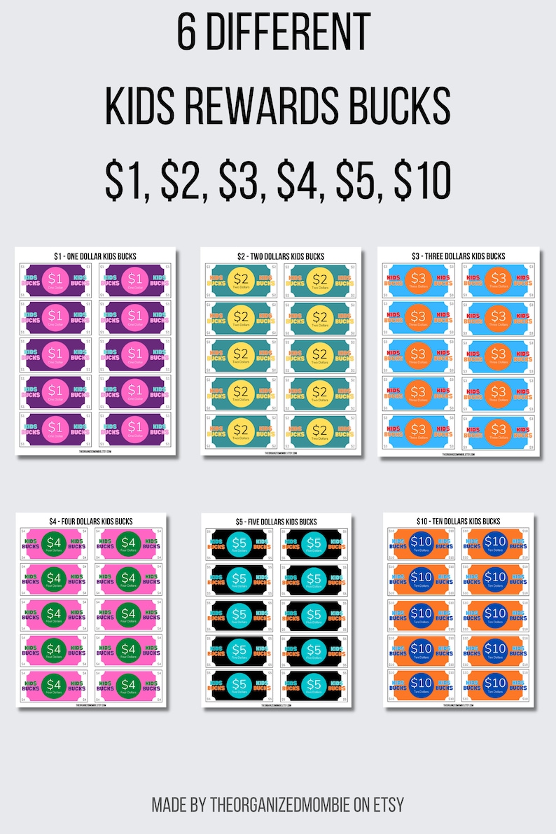 Behavior Bucks Printable Mom Bucks Kids Reward System Prints Etsy