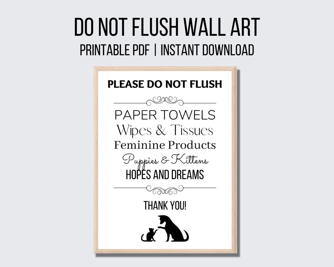 Funny Do Not Flush Sign Farmhouse Do Not Flush Paper Towels Kittens And