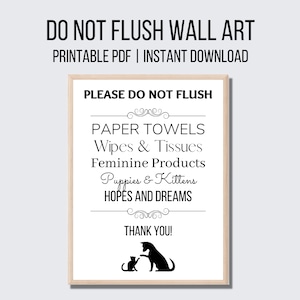 Placa engraçada de não dar descarga em casa de fazenda Toalhas de papel para não dar descarga em gatinhos e cachorrinhos Placa engraçada de banheiro Dê descarga somente em canos sensíveis de papel higiênico Fossa séptica