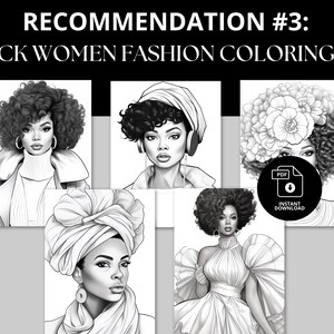 50 Black Women Fashion Coloring Pages. Instant Download.