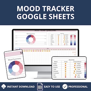 Digitale stemmingstracker-spreadsheet Instant Download dagelijkse stemmingstracker Google Spreadsheets-sjabloon stemmingsdagboek Digitale stemmingsgrafiek Gevoelensgrafiek
