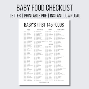 Babyvoeding-tracker Babyvoeding spenen Baby First Foods Checklist babyvoeding First 100 Foods Planner babyvoeding Tracker vaste stoffen 100 Foods Before 1