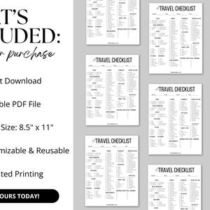 A printable travel checklist designed to keep your packing organized for vacations, business trips, road trips, and family travel. Includes sections for clothing, toiletries, travel documents, and pre-trip tasks. A must-have for travelers.
