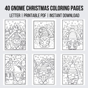 40 Gnome Coloring Pages Fantasy Coloring Christmas Coloring Page Printable Instant Digital Download Pdf Coloring Sheets Christmas Gnome