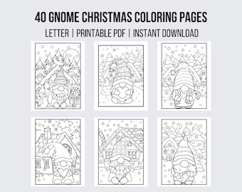 40 Gnome Coloring Pages Fantasy Coloring Christmas Coloring Page Printable Instant Digital Download Pdf Coloring Sheets Christmas Gnome