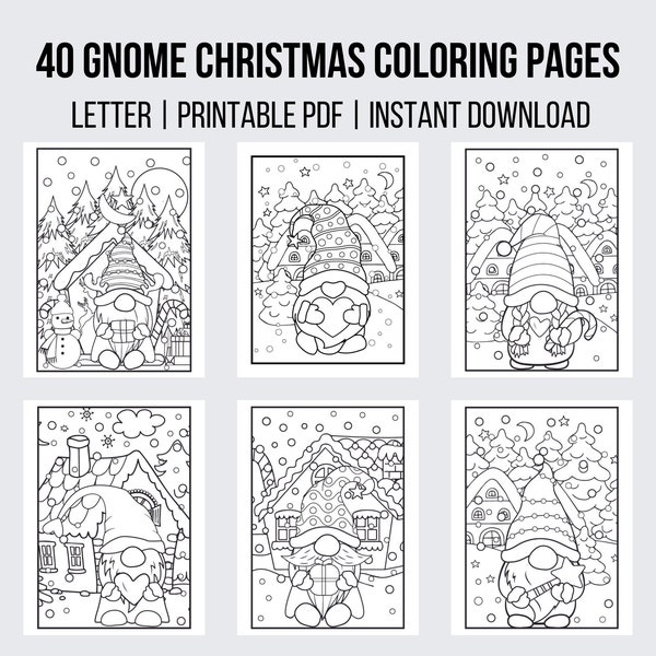 40 Gnome Coloring Pages Fantasy Coloring Christmas Coloring Page Printable Instant Digital Download Pdf Coloring Sheets Christmas Gnome