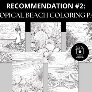 41 Tropical Beach Coloring Pages. Instant Download.