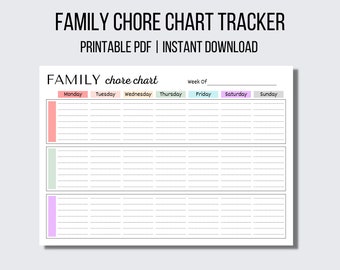 Editable Family Planner Printable Weekly Family Schedule Family Calendar Command Center Household Kid Adult Colorful Family Chore Chart