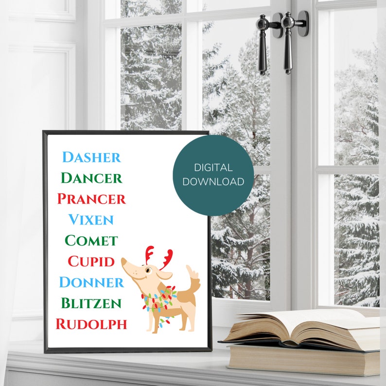Reindeer Wall Art Instant Download Rudolph the Red Nosed Reindeer