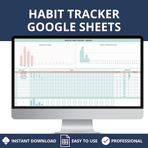 Daily Habit Tracker Spreadsheet Google Sheets Template Weekly Habit Planner Time Management Monthly Habit Routine Tracker Digital Goal Track