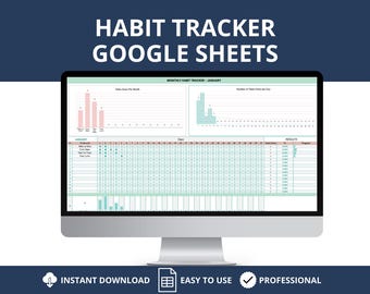 Arkusz kalkulacyjny do śledzenia codziennych nawyków Szablon Arkuszy Google Tygodniowy planer nawyków Zarządzanie czasem Miesięczny tracker rutyny nawyków Cyfrowe śledzenie celów