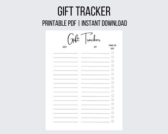 Gift Tracker Wedding Gift Tracker Gift List Bridal Shower Gift Log Present Tracker Christmas Gift Log Wedding Gift Log Baby Shower Gift Log
