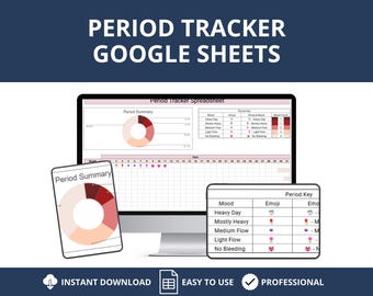 Period Tracker Spreadsheet Google Sheets PMS Tracker Instant Download Digital Period Management Google Sheets Digital Cycle Planner Template