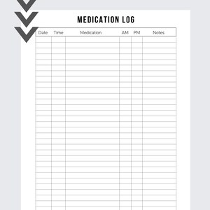 Printable Medication Log Nurse Printables Medication Tracker Medicine Chart Daily Report Medicine and Supplement Tracking Sheet Post Surgery image 4