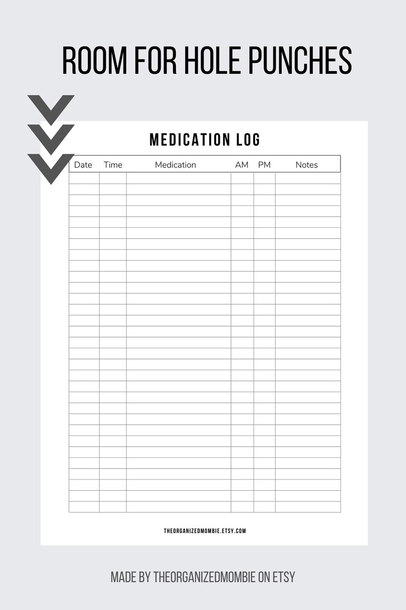 Printable Medication Log Nurse Printables Medication Tracker Medicine Chart Daily Report Medicine and Supplement Tracking Sheet Post Surgery image 4