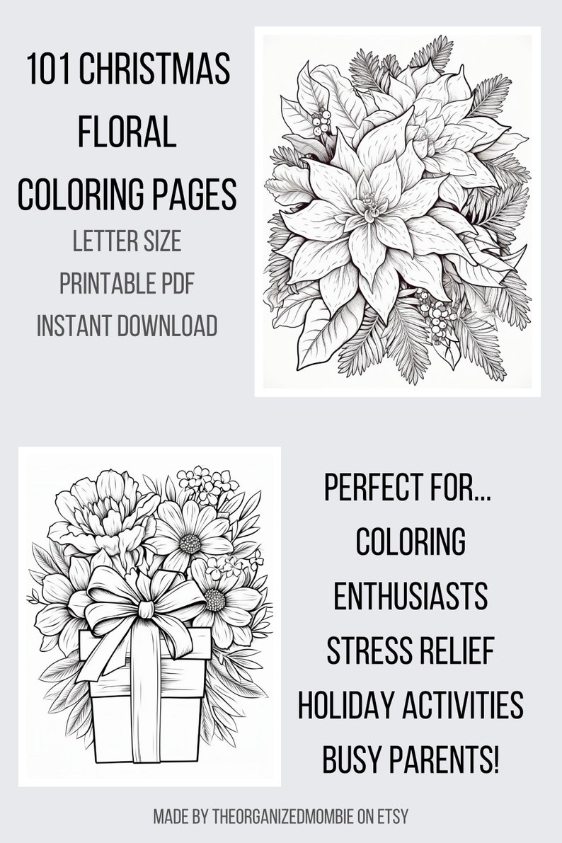 101 Christmas Floral Coloring Pages Adult Coloring Pages Christmas