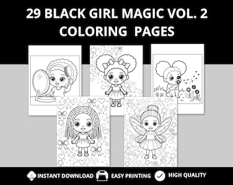 29 Black Girl Magic Coloring Book Vol 2 Black History Month Juneteenth Activity Coloring Pages Black Women Coloring Pages Instant Download